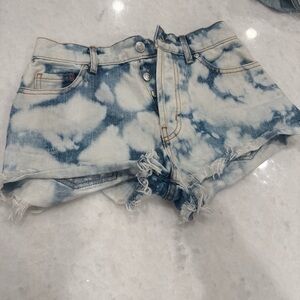REVICE Blue and White Tie-Dye Jean Shorts